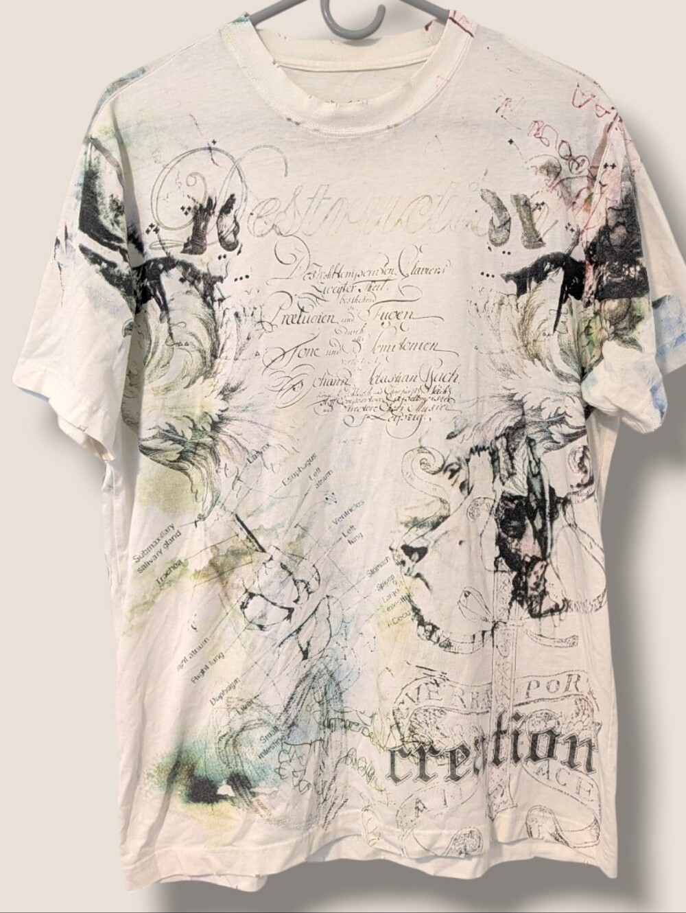 American Rag Cie Men's Abstract Calligraphy Short Sleeve Graphic T-Shirt Y2K